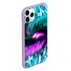 Чехол iPhone 11 Pro матовый Кристаллы и северное сияние, цвет: 3D-сиреневый — фото 2