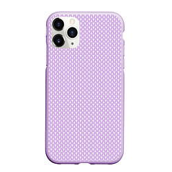 Чехол iPhone 11 Pro матовый Вязаное полотно - Розовое, цвет: 3D-сиреневый