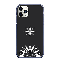 Чехол iPhone 11 Pro матовый Черно-белый узор звезда, цвет: 3D-серый
