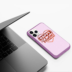 Чехол iPhone 11 Pro матовый Happy Valentines Day!, цвет: 3D-фиолетовый — фото 2