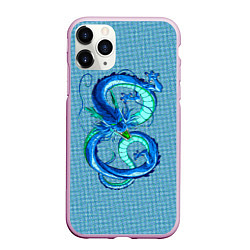 Чехол iPhone 11 Pro матовый Синий дракон в форме цифры 8, цвет: 3D-розовый