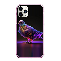 Чехол iPhone 11 Pro матовый Неоновый голубь, цвет: 3D-розовый