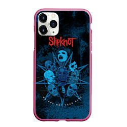 Чехол iPhone 11 Pro матовый Slipknot blue, цвет: 3D-малиновый