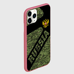 Чехол iPhone 11 Pro матовый Камуфляж - RUSSIA, цвет: 3D-малиновый — фото 2