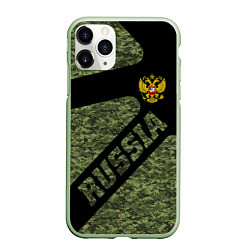 Чехол iPhone 11 Pro матовый Камуфляж - RUSSIA, цвет: 3D-салатовый