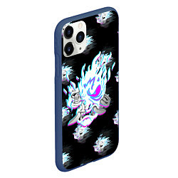 Чехол iPhone 11 Pro матовый Cyberpunk 2077 neon samurai glitch art colors, цвет: 3D-тёмно-синий — фото 2