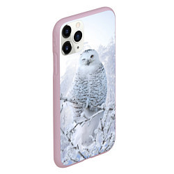Чехол iPhone 11 Pro матовый Сова белая подмигивает, цвет: 3D-розовый — фото 2