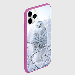Чехол iPhone 11 Pro матовый Сова белая подмигивает, цвет: 3D-фиолетовый — фото 2