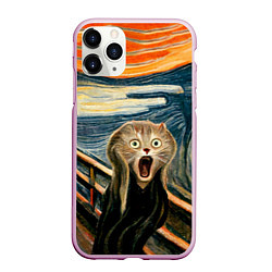 Чехол iPhone 11 Pro матовый Нейросеть - крик кота, цвет: 3D-розовый