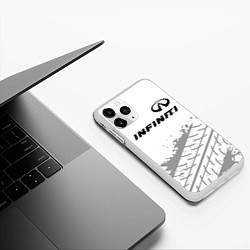Чехол iPhone 11 Pro матовый Infiniti speed на светлом фоне со следами шин: сим, цвет: 3D-белый — фото 2