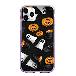 Чехол iPhone 11 Pro матовый Halloween 31 окт, цвет: 3D-сиреневый