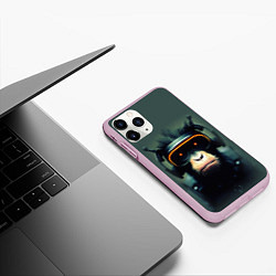 Чехол iPhone 11 Pro матовый Кибер-обезьяна, цвет: 3D-розовый — фото 2