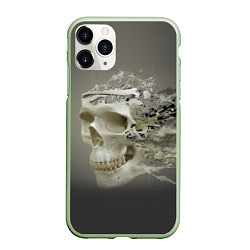 Чехол iPhone 11 Pro матовый Vanguard skull - destroyed, цвет: 3D-салатовый