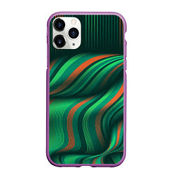 Чехол iPhone 11 Pro матовый Абстрактные объёмные полосы, цвет: 3D-фиолетовый