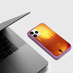 Чехол iPhone 11 Pro матовый Темная ведьма колдует в жутком лесу, цвет: 3D-фиолетовый — фото 2