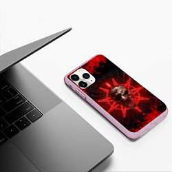 Чехол iPhone 11 Pro матовый Slipknot red satan star, цвет: 3D-розовый — фото 2