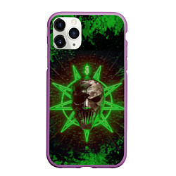 Чехол iPhone 11 Pro матовый Slipknot green star, цвет: 3D-фиолетовый