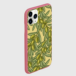 Чехол iPhone 11 Pro матовый Винтажные ветви оливок, цвет: 3D-малиновый — фото 2