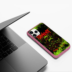 Чехол iPhone 11 Pro матовый Slipknot green череп, цвет: 3D-малиновый — фото 2