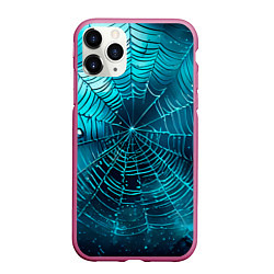 Чехол iPhone 11 Pro матовый Halloween паутина, цвет: 3D-малиновый