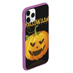 Чехол iPhone 11 Pro матовый Halloween : тыква, цвет: 3D-фиолетовый — фото 2