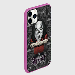 Чехол iPhone 11 Pro матовый Slipknot серый абстрактный фон, цвет: 3D-фиолетовый — фото 2