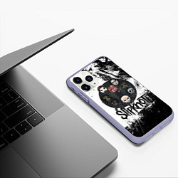 Чехол iPhone 11 Pro матовый Slipknot black and white, цвет: 3D-светло-сиреневый — фото 2