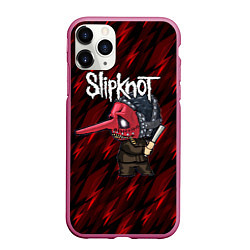 Чехол iPhone 11 Pro матовый Slipknot красные молнии, цвет: 3D-малиновый