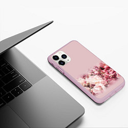Чехол iPhone 11 Pro матовый Нежные розовые цветы в букете, цвет: 3D-розовый — фото 2