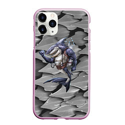 Чехол iPhone 11 Pro матовый Акула - опытный аквалангист, цвет: 3D-розовый