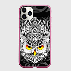 Чехол iPhone 11 Pro матовый Сова с золотыми глазами, цвет: 3D-малиновый