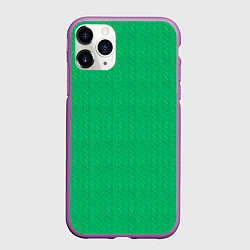 Чехол iPhone 11 Pro матовый Зеленый вязаный свитер, цвет: 3D-фиолетовый