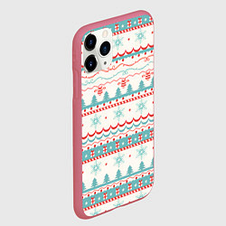 Чехол iPhone 11 Pro матовый Новогодний свитер, но без оленей, цвет: 3D-малиновый — фото 2