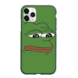 Чехол iPhone 11 Pro матовый Лягушонок Pepe грустит, цвет: 3D-темно-зеленый