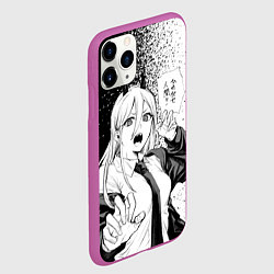 Чехол iPhone 11 Pro матовый Пауэр - Брызги - Человек-бензопила, цвет: 3D-фиолетовый — фото 2