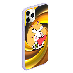 Чехол iPhone 11 Pro матовый Зайчик с морковкой и сердечками, цвет: 3D-светло-сиреневый — фото 2