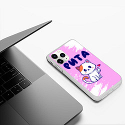 Чехол iPhone 11 Pro матовый Рита кошечка с сердечком, цвет: 3D-белый — фото 2