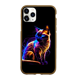 Чехол iPhone 11 Pro матовый Неоновый сиамский котёнок, цвет: 3D-коричневый