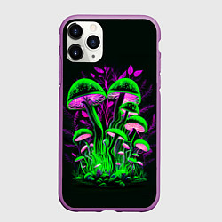 Чехол iPhone 11 Pro матовый Фантастические кислотные грибы, цвет: 3D-фиолетовый