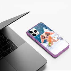 Чехол iPhone 11 Pro матовый Зайчик с морковкой, цвет: 3D-фиолетовый — фото 2