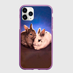Чехол iPhone 11 Pro матовый Кроличьи нежности, цвет: 3D-фиолетовый