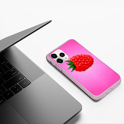 Чехол iPhone 11 Pro матовый Ягода малинка, цвет: 3D-розовый — фото 2