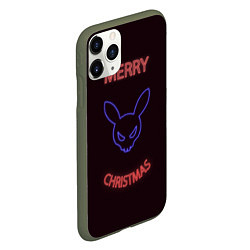 Чехол iPhone 11 Pro матовый Neon christmas bunny, цвет: 3D-темно-зеленый — фото 2
