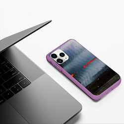 Чехол iPhone 11 Pro матовый Абстрактный синий туман и мазки красок, цвет: 3D-фиолетовый — фото 2