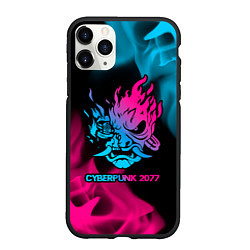 Чехол iPhone 11 Pro матовый Cyberpunk 2077 - neon gradient, цвет: 3D-черный