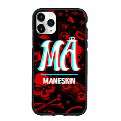 Чехол iPhone 11 Pro матовый Maneskin rock glitch, цвет: 3D-черный