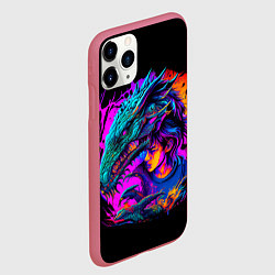 Чехол iPhone 11 Pro матовый Дракон и девушка - поп арт, цвет: 3D-малиновый — фото 2