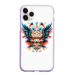 Чехол iPhone 11 Pro матовый Маска шамана - ирезуми, цвет: 3D-светло-сиреневый
