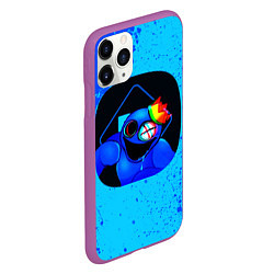 Чехол iPhone 11 Pro матовый Радужные друзья: Синий глитч, цвет: 3D-фиолетовый — фото 2