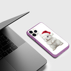 Чехол iPhone 11 Pro матовый Рождественский крольчонок, цвет: 3D-фиолетовый — фото 2